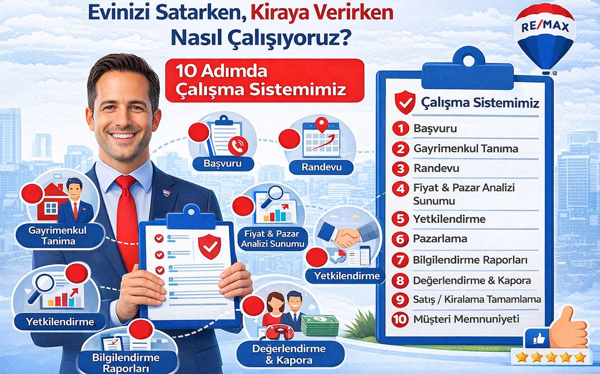REMAX Gayrimenkul Danışmanı ile Evinizi Satarken, Kiraya Verirken Nasıl Çalışırsınız? 10 Adımda Çalışma Sistemimiz...